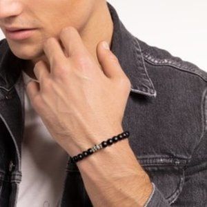 LAZARO Bracelet Silver & Onyx Beads